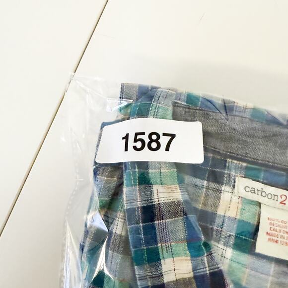 Carbon2Cobalt Mens Cotton Plaid Button Down Shirt Blue - L - Picture 8 of 8